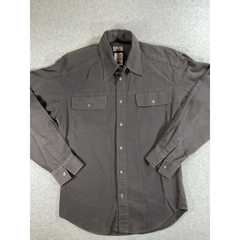 Versace Jeans Couture Mens Grey Button Down Shirt Vintage Made in Italy 1540